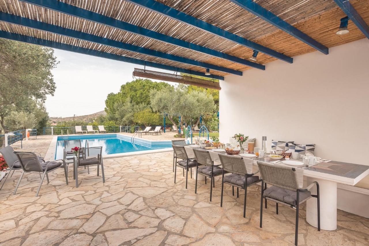 Summer Villa Pasiphae Private Pool - Bbq -Beach 2Min Sunion Exteriör bild